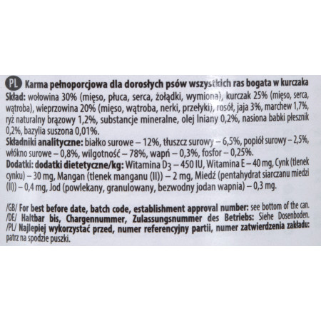 Dolina Noteci Premium turtingas vištiena - šlapias maistas šunims - 400 g