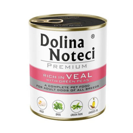DOLINA NOTECI Premium su veršiena ir žaliaisiais žirneliais - šlapias šunų maistas - 800g