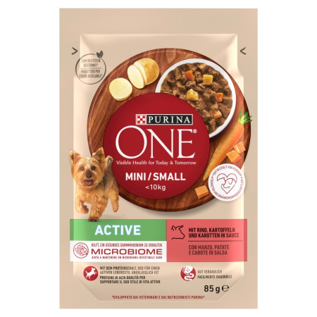 PURINA One Mini/Small Active Jautiena - drėgnas ėdalas šunims - 85g