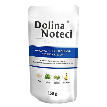 Dolina Noteci Premium šlapias šunų maistas su menke ir brokoliais - 150g