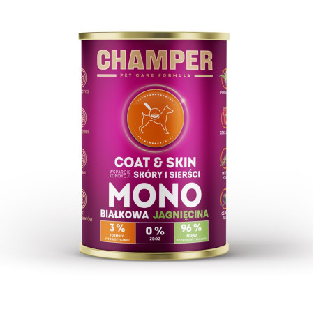 CHAMPER Coat & Skin Monoprotein Aviena - drėgnas ėdalas šunims - 400g