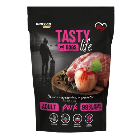 BIOFEED Tasty Dogs Life Kiauliena - drėgnas ėdalas šunims - 500g