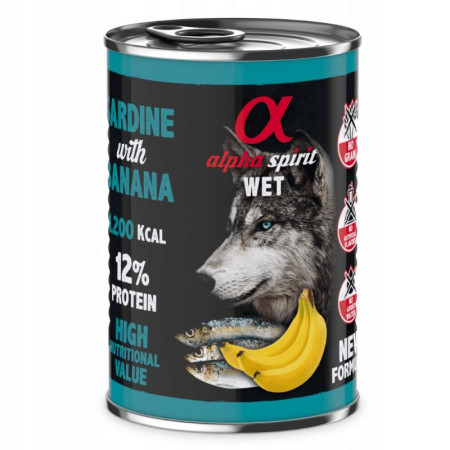 ALPHA SPIRIT DRĖGNAS Sardinė su bananais - 400g