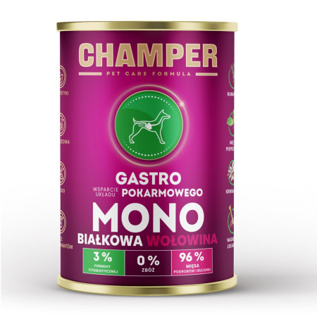 CHAMPER Gastro Monoprotein Šlapias ėdalas šunims su jautiena 400g