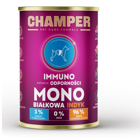 CHAMPER Immuno Monoprotein Kalakutiena - drėgnas ėdalas šunims - 400g