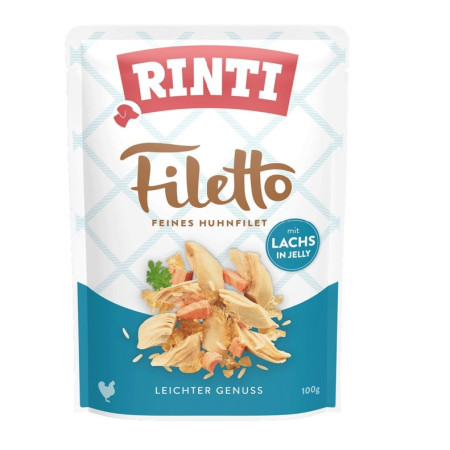 RINTI Filetto Vištienos filė su lašiša - drėgnas ėdalas šunims - 100g