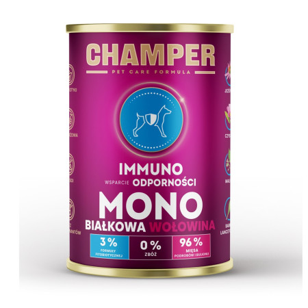 CHAMPER Immuno Monoprotein Jautiena - drėgnas ėdalas šunims - 400g