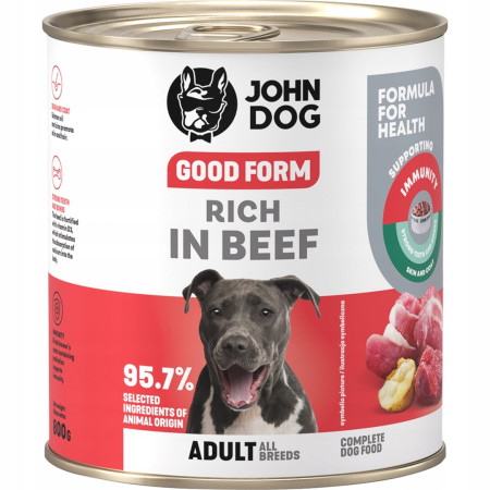 John Dog Good Form Rich in Beef - drėgnas ėdalas šunims - 800 g