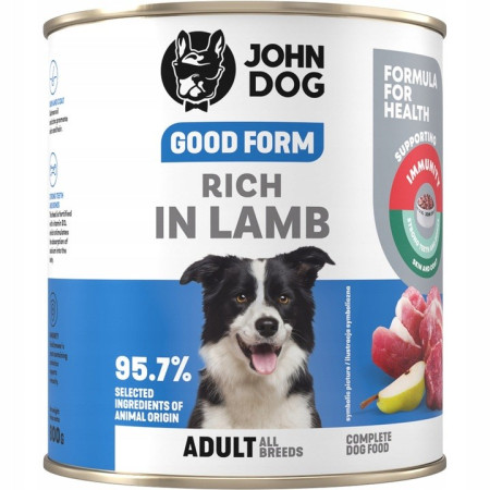 JOHN DOG Good Form Rich in lamb - drėgnas ėdalas šunims - 800g