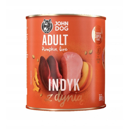 JOHN DOG Moliūgas su kalakutiena - drėgnas ėdalas šunims - 800g
