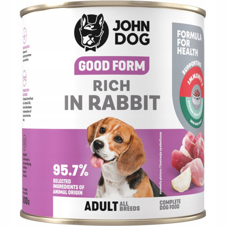 JOHN DOG Good Form Rich in rabbit - drėgnas ėdalas šunims - 800g