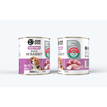 JOHN DOG Good Form Rich in rabbit - drėgnas ėdalas šunims - 800g