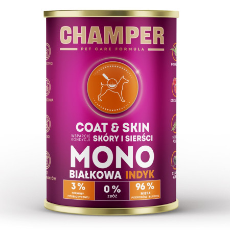 CHAMPER Monoproteinas Lašiša - drėgnas ėdalas šunims - 400g