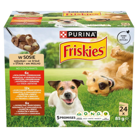 PURINA Friskies su padažu - drėgnas ėdalas šunims - 24x85g