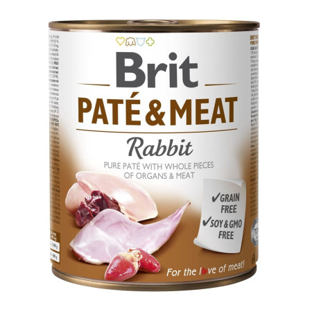 BRIT PATÉ & MEAT Šlapias maistas šunims su triušiu - 800g