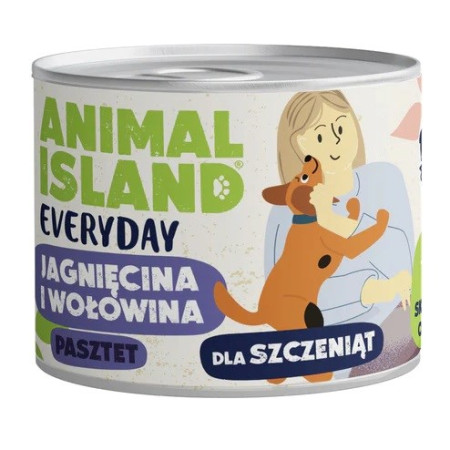 ANIMAL ISLAND Drėgnas ėdalas šuniukams su jautiena ir aviena - 185g