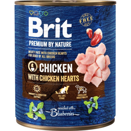 BRIT Premium by Nature Vištiena su širdelėmis - šlapias maistas šunims - 800 g