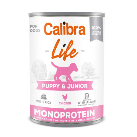 CALIBRA Dog Life Puppy&Junior Vištiena ir ryžiai - drėgnas ėdalas šunims - 400g