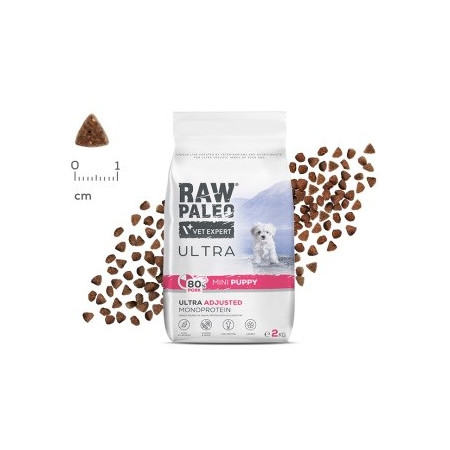 RAW PALEO Ultra Mini Puppy Kiauliena - sausas maistas šunims - 2kg