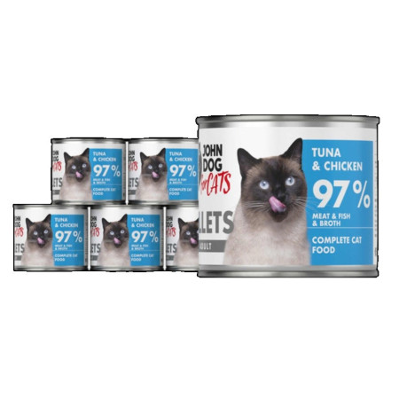 JOHN DOG For Cats Fillets Tuna su vištiena - šlapias kačių maistas - 6x140 g