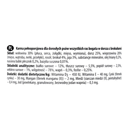 DOLINA NOTECI Premium Daug menkės ir brokolių - drėgnas maistas šunims - 800 g