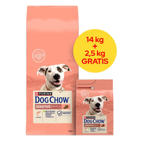 PURINA Dog Chow Sensitive šunų maistas su lašiša - 14 + 2,5 kg