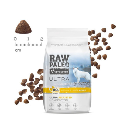 RAW PALEO Ultra Medium ir Large su kalakutiena - sausas šunų maistas - 10 kg