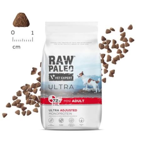 VET EXPERT RAW PALEO Ultra Mini su jautiena - sausas šunų maistas - 8 kg