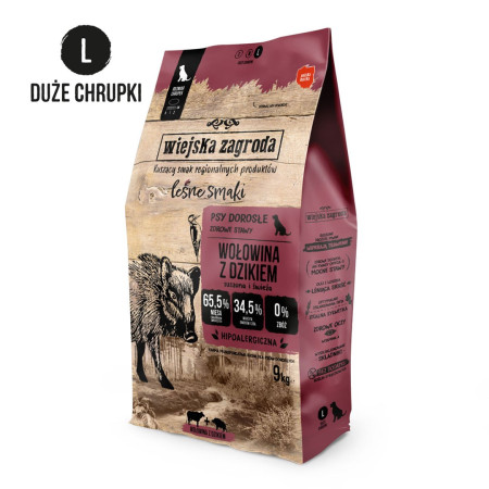 WIEJSKA ZAGRODA Jautiena su šerniena L - sausas šunų maistas - 9 kg