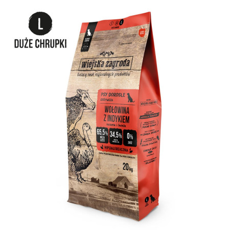 KAIMO ŪKIS Jautiena su kalakutiena L - sausas maistas šunims - 20 kg