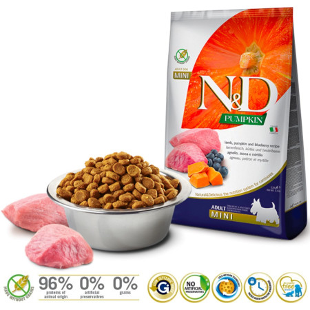 Farmina sausas šunų maistas 2,5 kg Suaugusių Mėlynės, Ėriena, Moliūgas