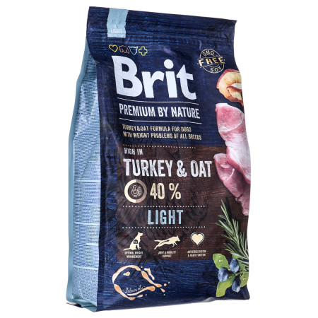 BRIT Premium by Nature Light Kalakutiena ir Avižos - sausas maistas šunims - 3 kg