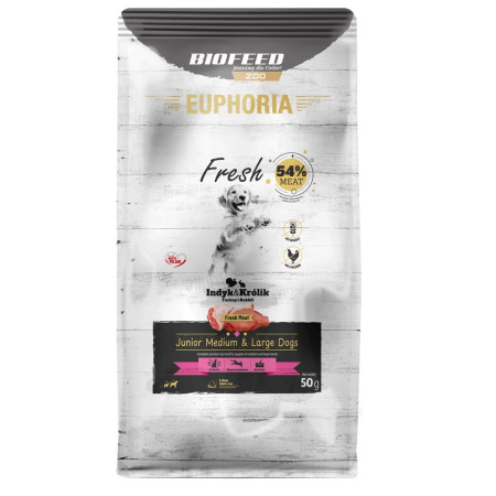 EUPHORIA Fresh Junior Kalakutiena su triušiu M/L - sausas maistas šunims - 50 g