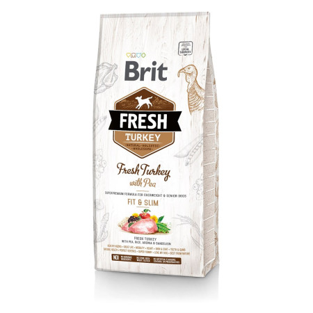 BRIT Fresh Kalakutiena ir Žirneliai Fit & Slim - sausas šunų maistas - 12 kg