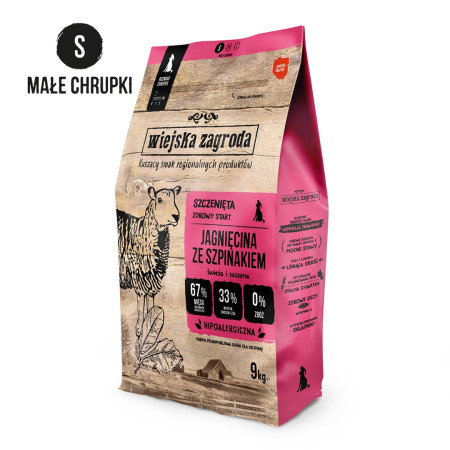 WIEJSKA ZAGRODA Aviena su špinatais S - sausas maistas šuniukams - 9kg