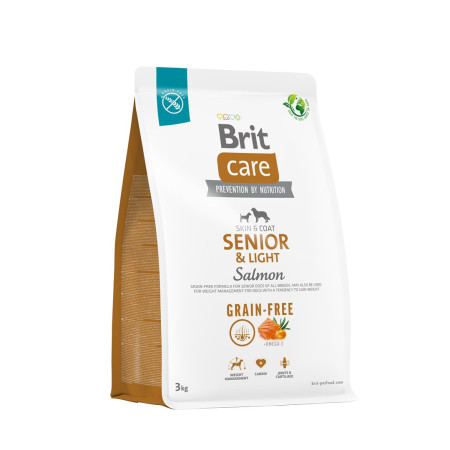 BRIT Care Senior&Light Lašiša - sausas maistas šunims - 3 kg