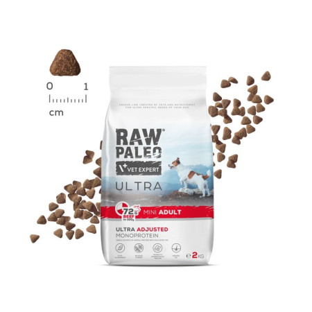 RAW PALEO Ultra Mini Adult Beef - sausas šunų maistas - 2 kg