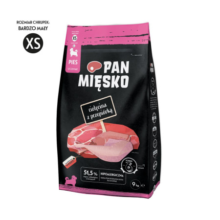 PAN MIĘSKO Veršiena Su Putpele Šuniukams - 9 kg