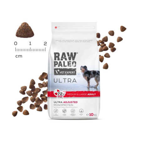 RAW PALEO Ultra Suaugusiems Vidutinių Ir Didelių Veislių Šunims Su Jautiena - 10 kg