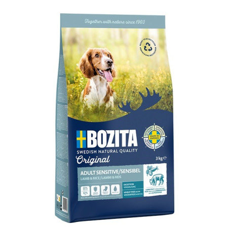 BOZITA Original Sensitive Digestion Aviena ir ryžiai - sausas maistas šunims - 3 kg