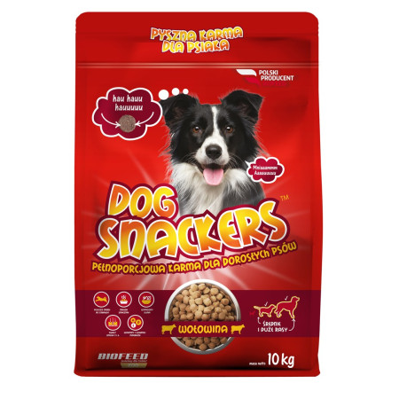 BIOFEED Dog Snackers Suaugusiųjų Vidutinio ir Didelio Dydžio Jautiena - sausas maistas šunims - 10 kg