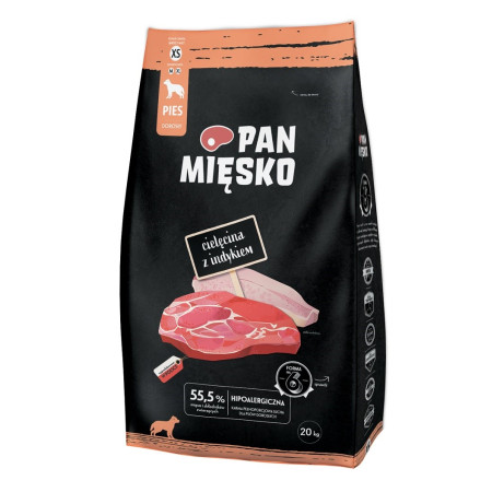 PAN MIĘSKO Veal with turkey XS - sausas maistas šunims - 20kg