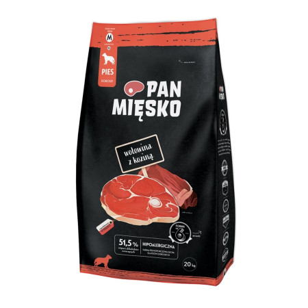 PAN MIĘSKO Beef with goat M - sausas maistas šunims - 20kg