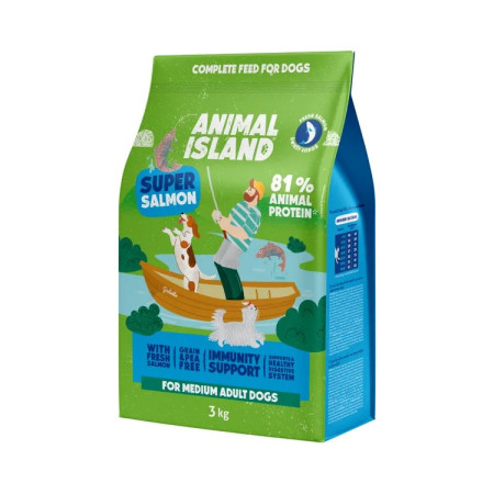 ANIMAL ISLAND Super lašiša - sausas maistas šunims - 3kg