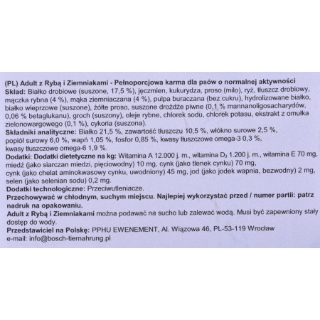 BOSCH Žuvis ir bulvės - sausas maistas šunims - 3 kg