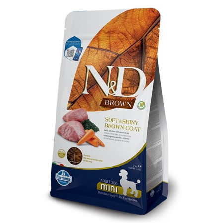 FARMINA N&D Brown Dog Aviena, Spirulina ir Morkos Suaugusiems Mini - sausas maistas šunims - 2 kg