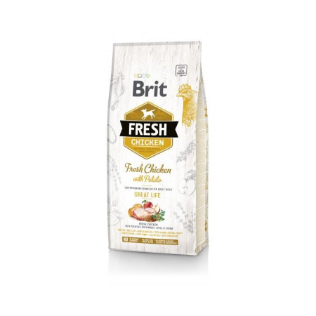 Brit Fresh Suaugusiųjų Obuolys, Grikiai, Viščiukas, Bulvės - sausas maistas šunims - 12 kg