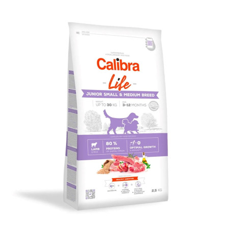 CALIBRA Dog Life Junior Small&Medium Breed Lamb - sausas maistas šunims - 2,5kg