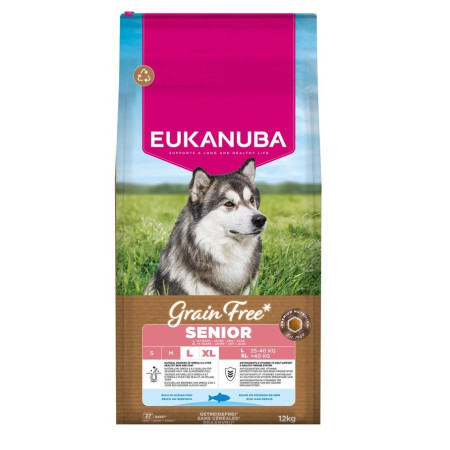 EUKANUBA Beiglutenis senjorų didelių veislių jūros žuvies sausas maistas - 12kg