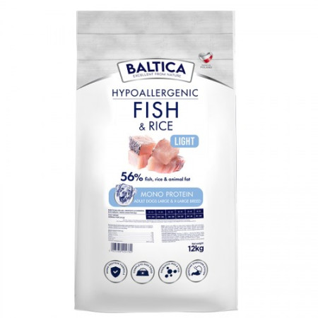 BALTICA Nutraceutic Hipoalerginis Light L/XL Žuvis su ryžiais 12kg